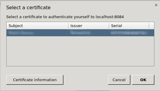 browser’s client certificate request